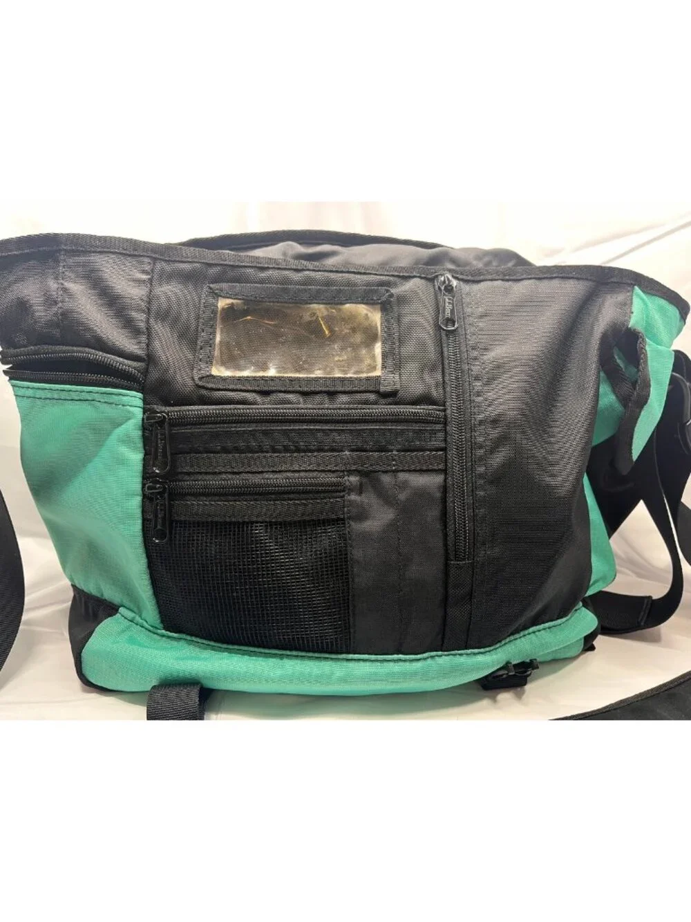 L.L.Bean Teal Black Nylon Messenger Bag Crossbody Travel Organizer